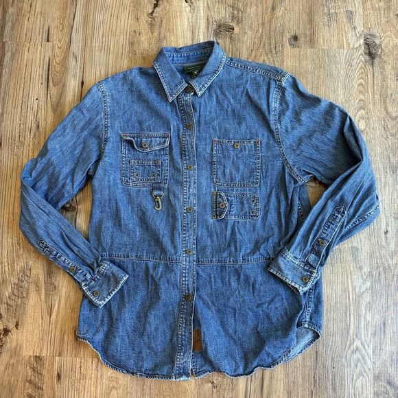 Ralph Lauren Tops - Lauren Jeans Co. Ralph Lauren Women's Denim Button-Up Shirt Blue Size 10